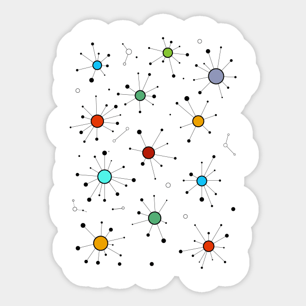 Simple Colourful Minimalist Geometric Mini Constellations Pattern Sticker by Liam Warr